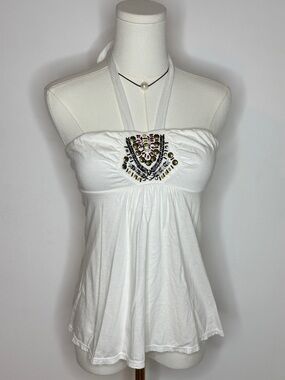 Victoria's Secret White Halter Camisole with Beaded Embellishment